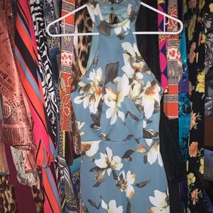Blue floral halter top dress